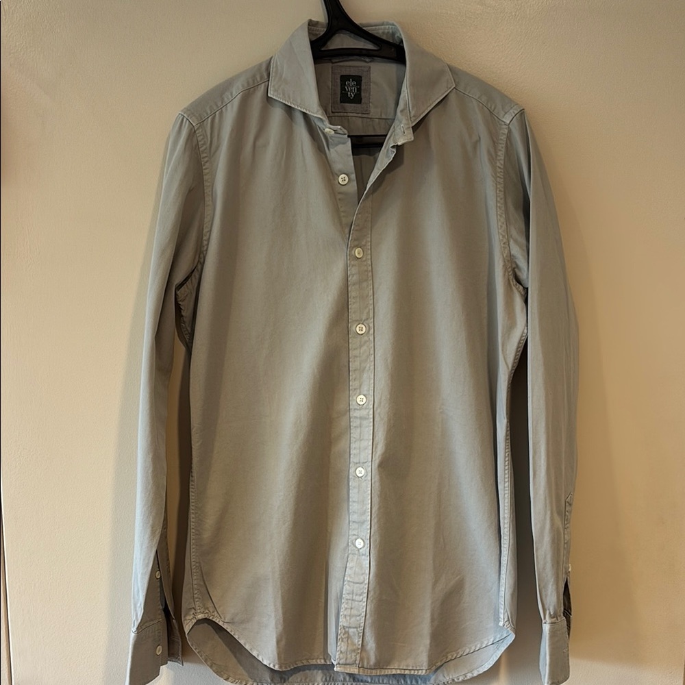 Eleventy Gray Twill Casual Button Down Shirt
